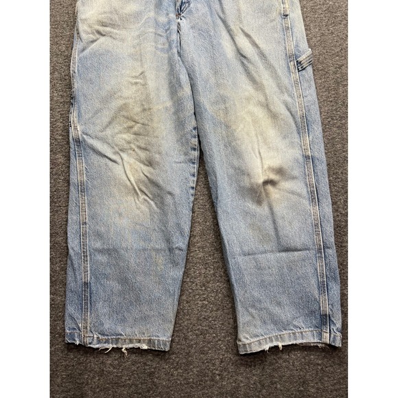 Rustler Jeans Mens 32x32 Blue Fits 32x27 Carpenter Denim Workwear Distressed - Picture 2 of 16